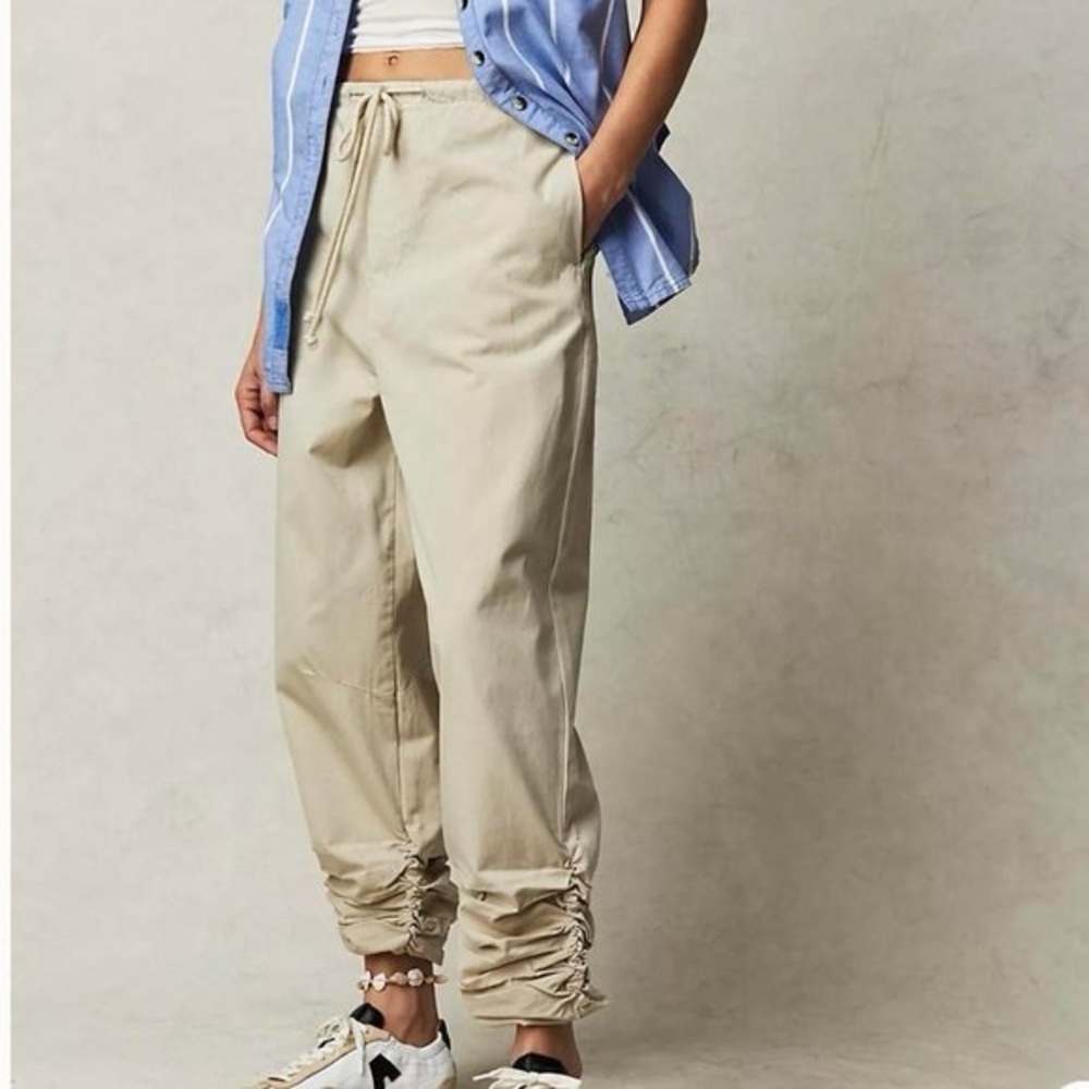 Free People Cream parachute pants